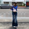Spice girl low-rise and slightly pulled jeans women's year autumn and winter new slim-fit elastic and thin versatile horseshoe flared pants