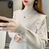 2024 Autumn and Winter New Button Sweater Tops Women's Pullover Half Turtleneck Sweater Thickened Bottoming Shirt Women