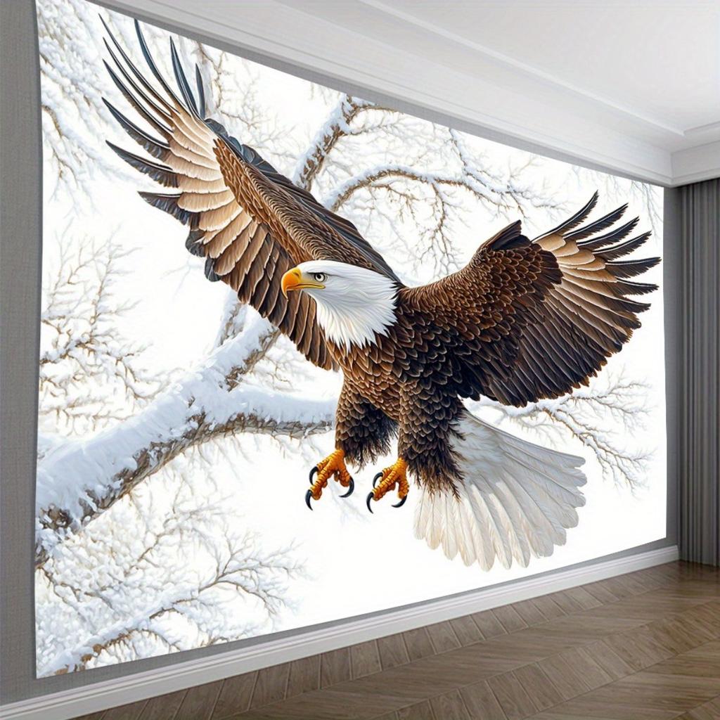 Realistic Eagle Flying Tapestry Wall Art Decor Majestic Wildlife Print Home Decoration Large Size 180x280cm Mural
