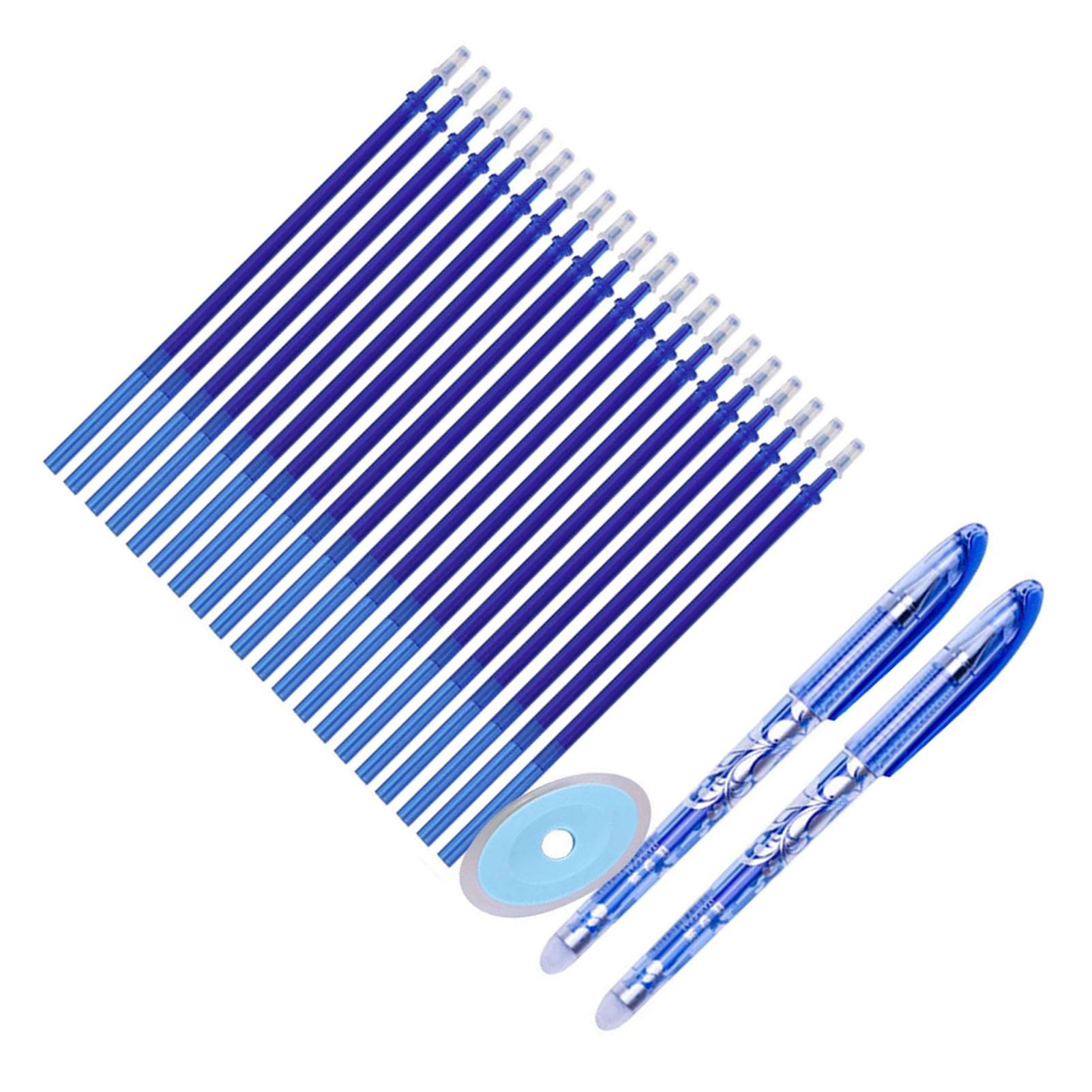 

Набор стираемых ручек 23 шт. Наконечник 0,5 мм Моющиеся ручки Плавное и комфортное письмо 2 ручки 1 ластик и 20 синих стержней