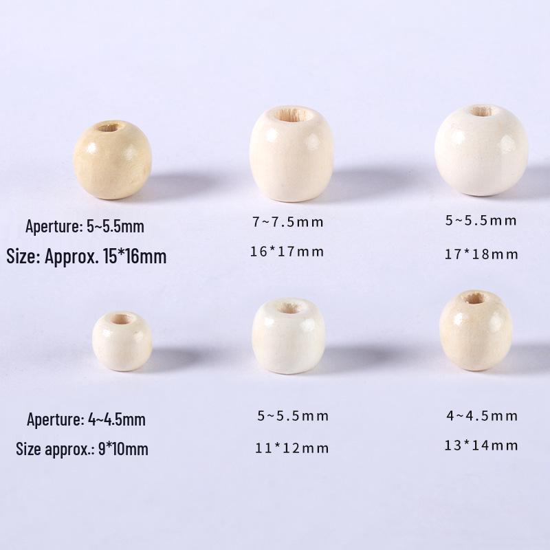 Maple Wood Large Hole Beads for DIY Bracelets - Round Accessories in Drawstring Bag