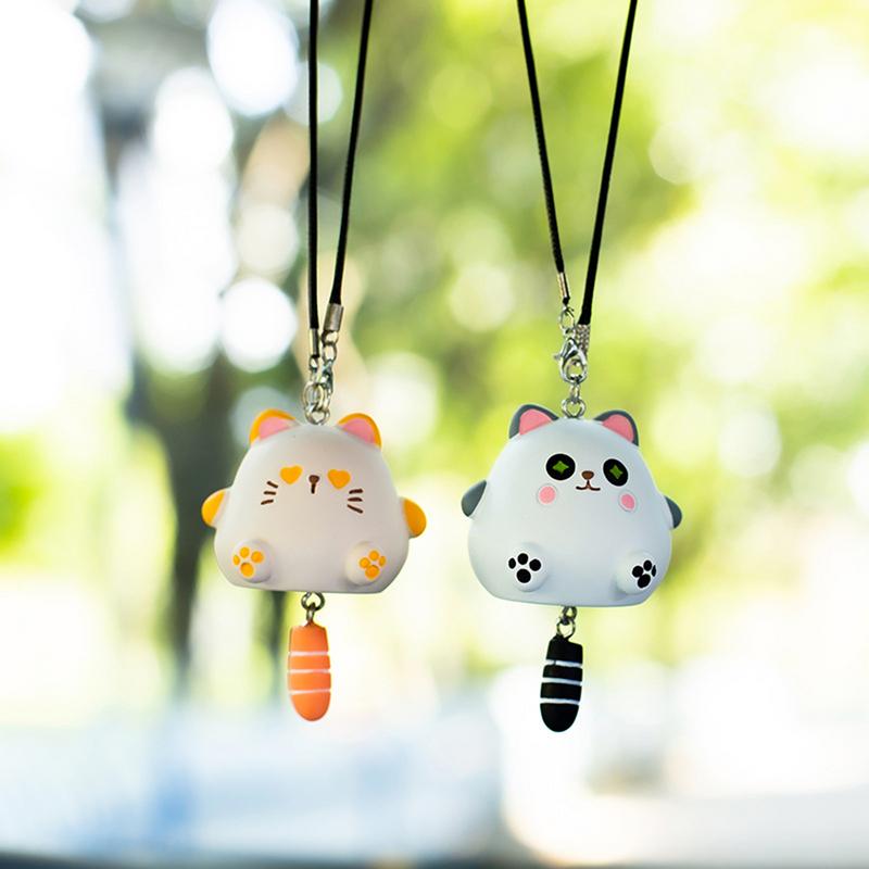 Car Cat Ornament Lucky Cat Car Rearview Ornament Car Rearview Pendant Decoration Car Hangable Resin Kitten Accessories