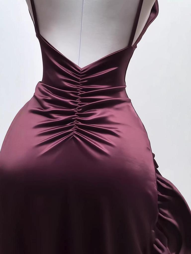Elegant 2026 Sleeveless Satin Dress with Spaghetti Straps - European & American Summer Fashion