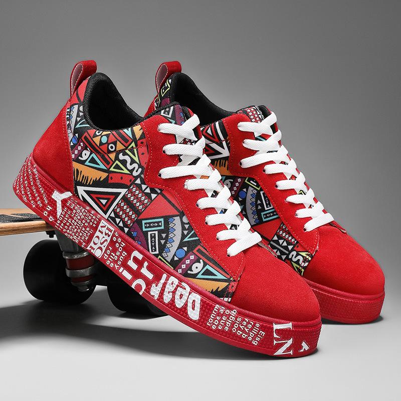 

Модная мужская повседневная спортивная обувь 2025 Осень Мода Комфорт Нескользящие Повседневные Кроссовки Платформа Уличная Обувь для Бега Граффити Кеды 44 красный