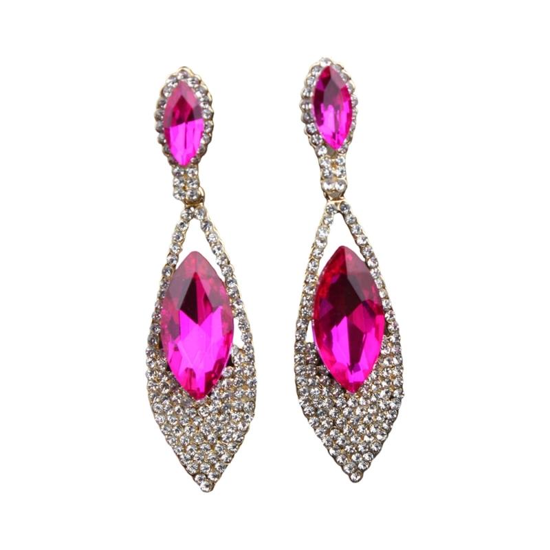 Imitation Diamonds Dangle Earrings for Women Ear Pendants with Rhinestones Teardrop Handmade Cubic Zirconia Earwear