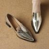 Pointed Toe Elegant Women's Mid Heel Pumps Slip On Chunky Heeled Loafers Fashion Shoes for Women Office Ladies Footwear Size 35