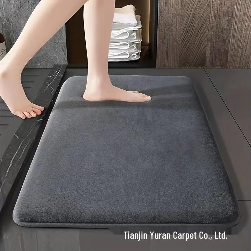 Solid Color Coral Fleece Non-slip Bath Mat – Strong Water Absorption, Dirt-resistant, Easy to Clean