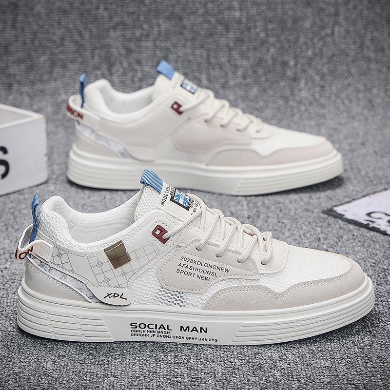 

2024 весна и осень новая дышащая модная повседневная мужская обувь корейская версия универсальная уличная спортивная повседневная белая обувь трендовая обувь 39 бежевый