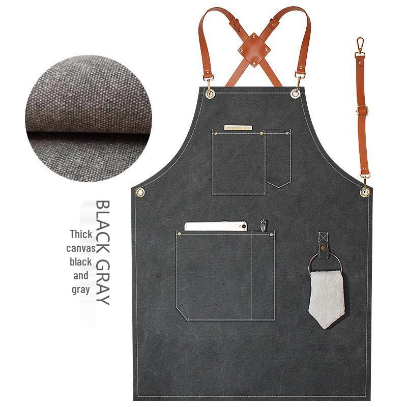 Waterproof, Oil-Proof Canvas Apron for Art, Painting, or Coffee Shop Wear-Resistant Custom Work Uniform.