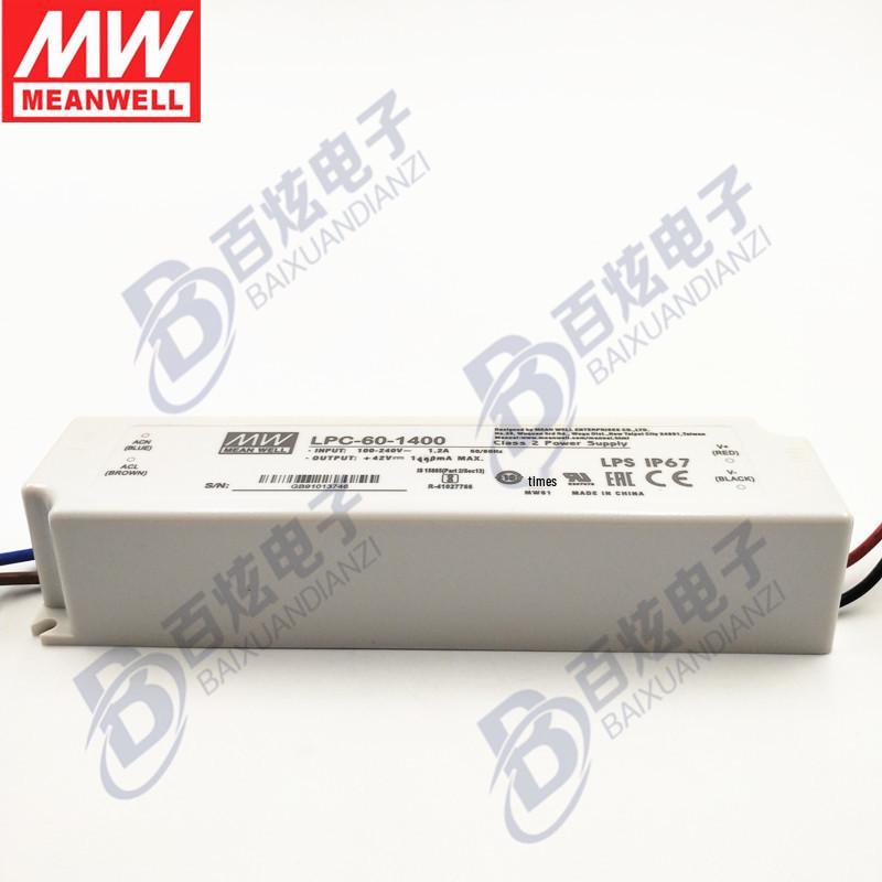 Mean Well LPC-60-1400, 60W 1400mA Waterproof Constant Current LED Power Supply