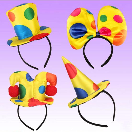 Polka Dot Clown Hat Headband Hair Hoop Circus Jester Fancy Dress Costume Prop