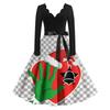 Ladies' Fashionable Retro Long Sleeved Square Neck Christmas Printed Evening Dress Dress