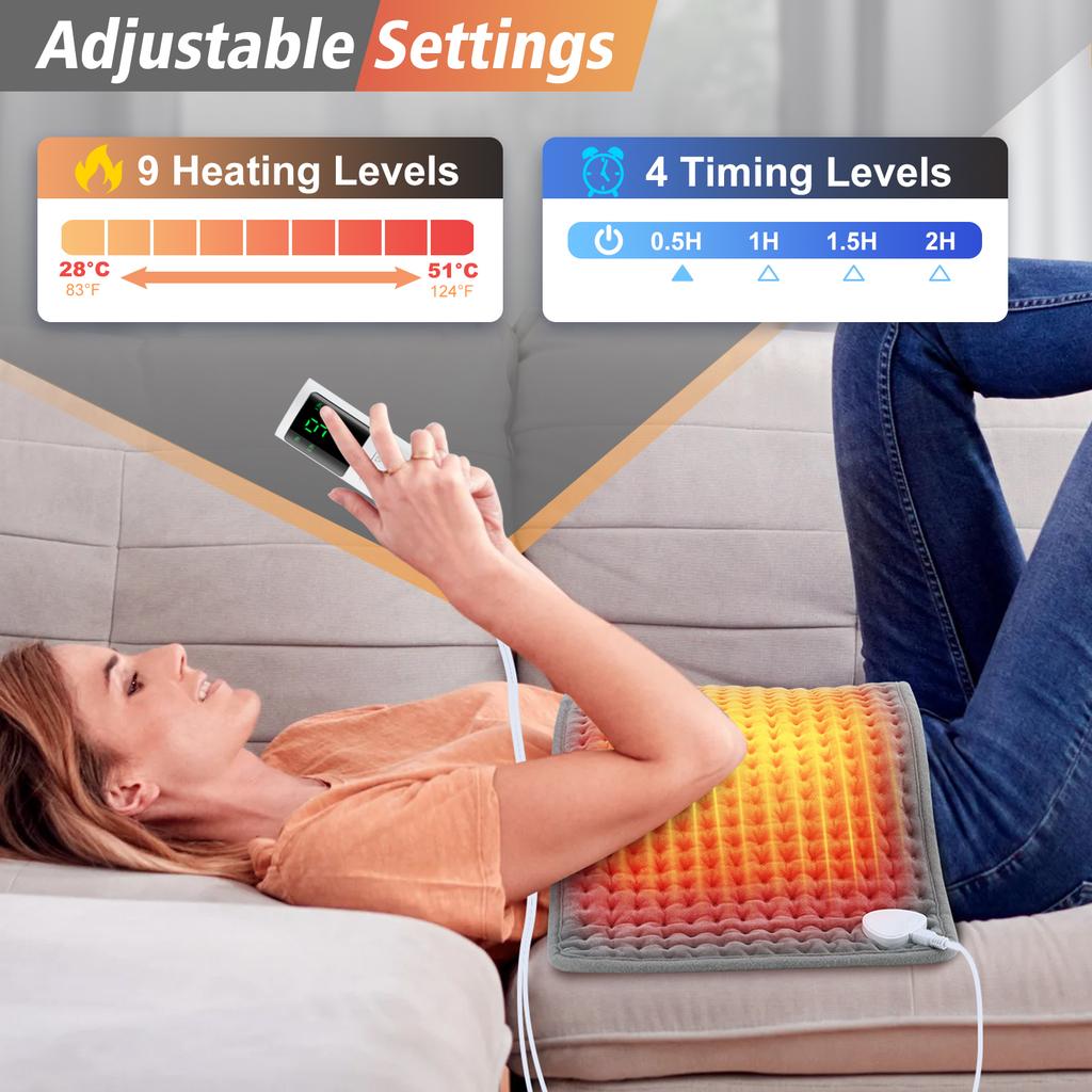 30X60Cm Electric Heating Pad Fast Warm Up 9 Levels Temperature Control for Legs Back Hands Winter Thermal Mat