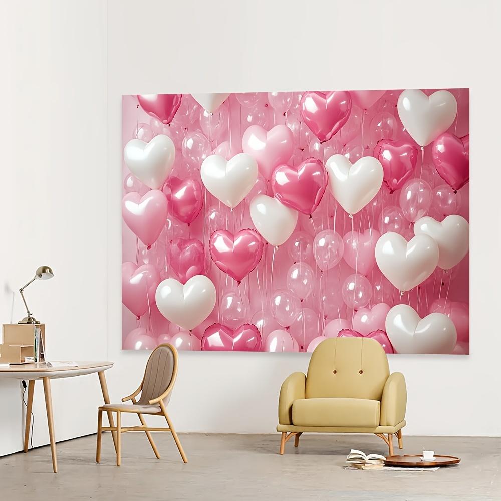 VIKAMA Heart shaped Balloon Tapestry Pink White Rose Red Heart shaped Balloon Background Wall Party Decoration
