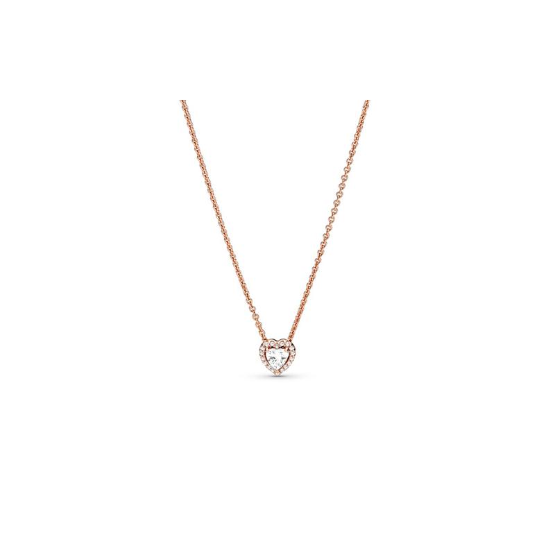 Pandora Shining heart-shaped 925 silver necklace for women 388425C01-45 серебряный