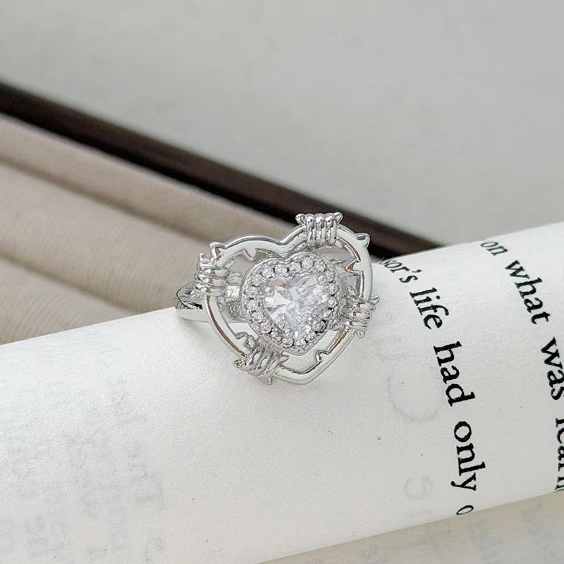 Wind Fashion Super Fairy Love Zir*****Pen Ring Niche High Sense Stacking Wearing Personalized Ring