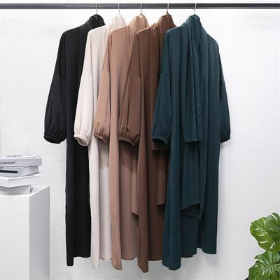 Abaya – Robe de prière musulmane une pièce, à capuche, manches smockées, vêtements islamiques pour femmes, Jilbab dubaï, Robe noire saoudienne, modestie turque