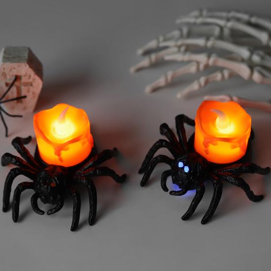 Flameless LED Candle Lights Halloween Spider Tea Light Decoration Battery Operated 3D Electric Flickering Fake Candle for Home Decor