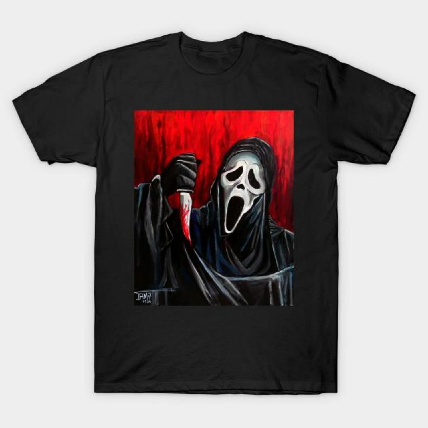 

Мужская черная футболка с принтом Scream Печать на трансферной бумаге без вырезания Хлопковая футболка(3) S чёрный