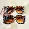 Leopard Print Square Women Gradient Eyeglasses Fashion Decorative SunGlasses Suitable for Stylish Eyewear