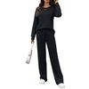 Women's Fashionable And Comfortable Round Neck Knit Long Sleeve Brushed Pants Loungewear Set