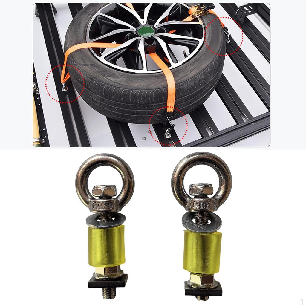 2 Pieces Eye Bolt Roof Rack T Bolts Heavy Duty Stainless Steel for Ropes Anchoring Hooks