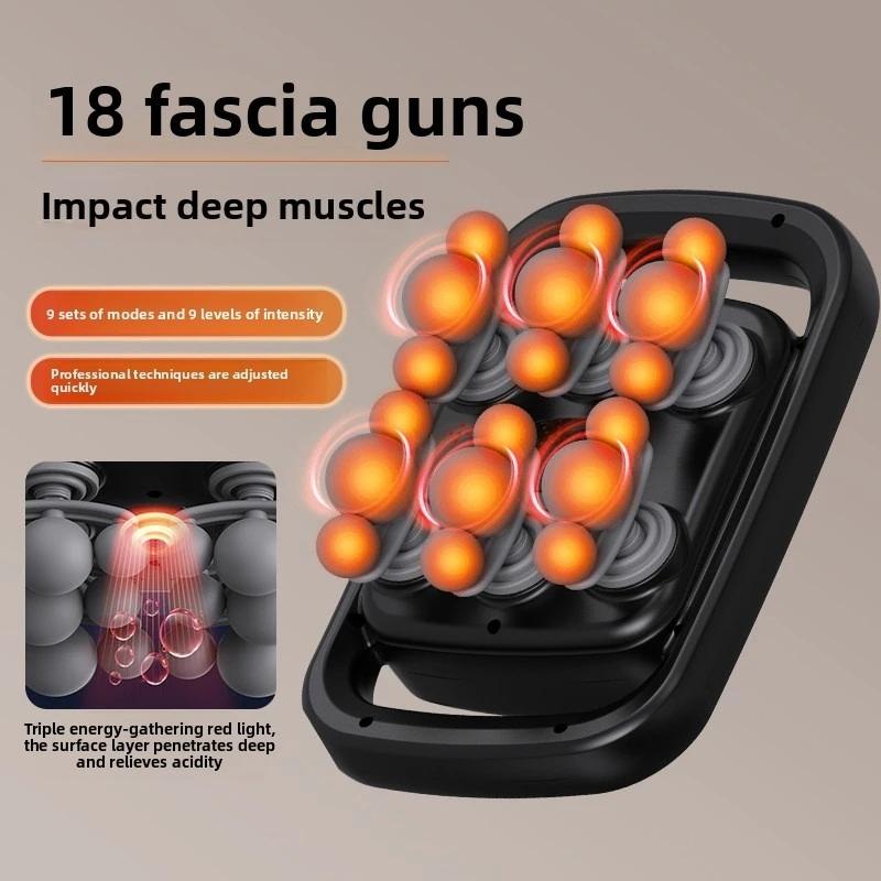 New LED Display 18-Heads Massages Fascia Gun Mute High Intensity Percussion 2000 Mah Massage Device for Back Neck Muscle Relieve