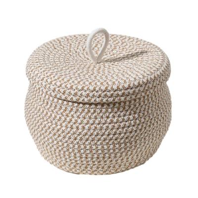 Rope Storage Basket Little Baskets Woven Lid Wicker Key Cotton Small Organizing