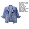 Spring Autumn Women Denim Jacket Lapel 45720 Sleeve Flap Pockets Single Breasted