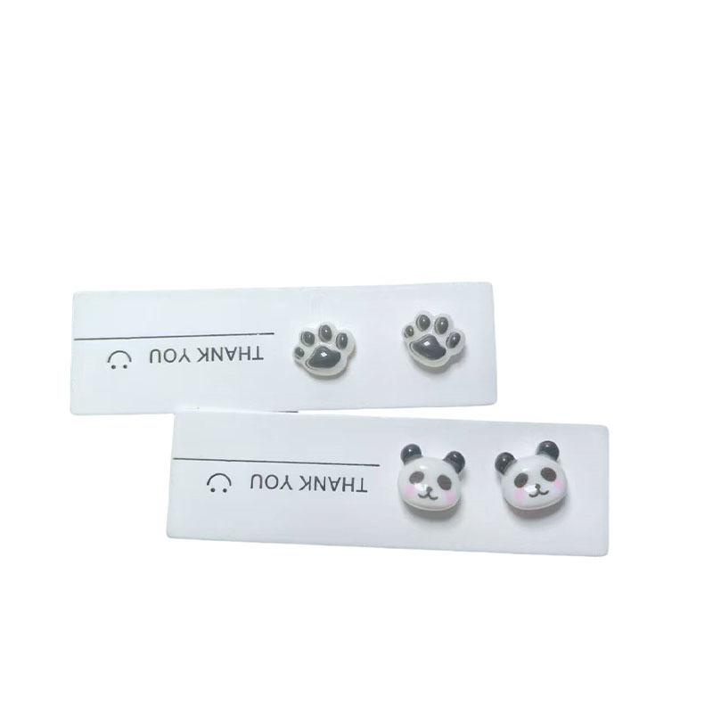 Adorable Panda Magnetic Ear Clips - No Piercing Required, Cartoon Style Girlish Heart Studs