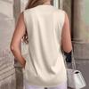 Women's Fashionable Casual Satin V-neck Pleated Sleeveless Top