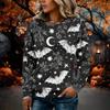 Women's Long Sleeve Flannel Top with Halloween Print for Fall Holiday