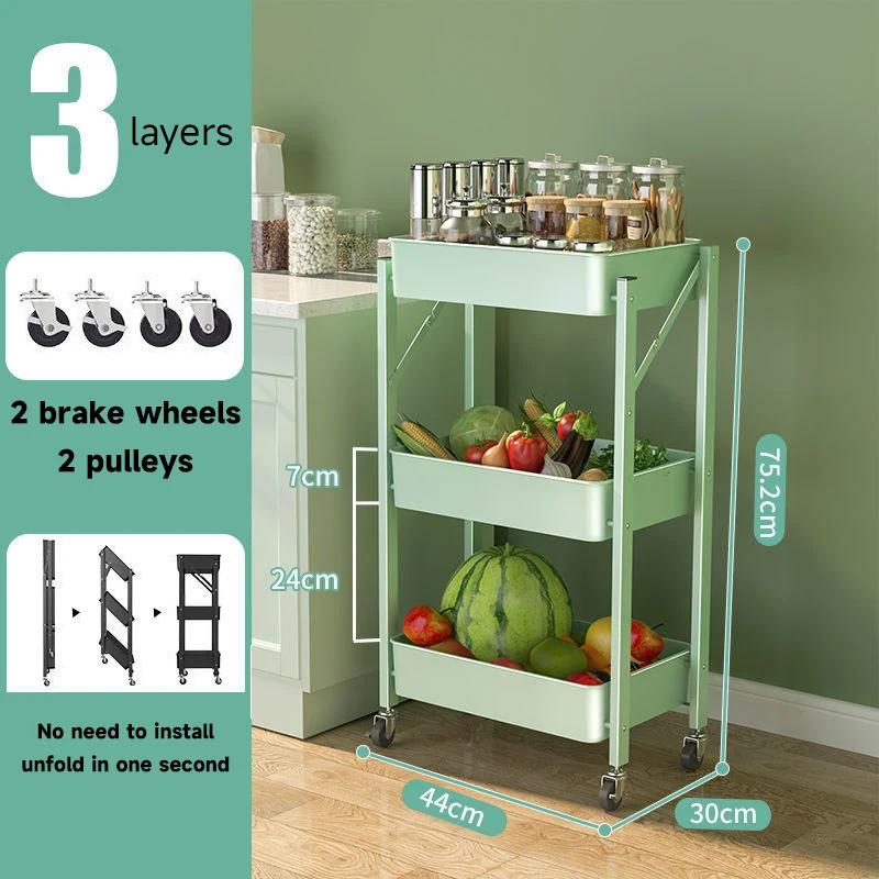 Сборка не требуется Складная тележка 34-слойная мобильная стойка для хранения с ручкой Многослойная стойка для хранения подходит для дома 28979₽