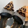 Fashion Leopard Women Sandals Super High Shoes 2024 Heels Rhinestone Designer Fashion Ladies Shoes For Pointed Toe Casual Female Pumps