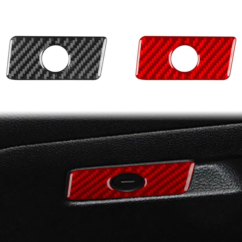 Red Carbon Fiber Co-pilot Glove Box Handle Cover Trim For Jeep Cherokee 2014-18