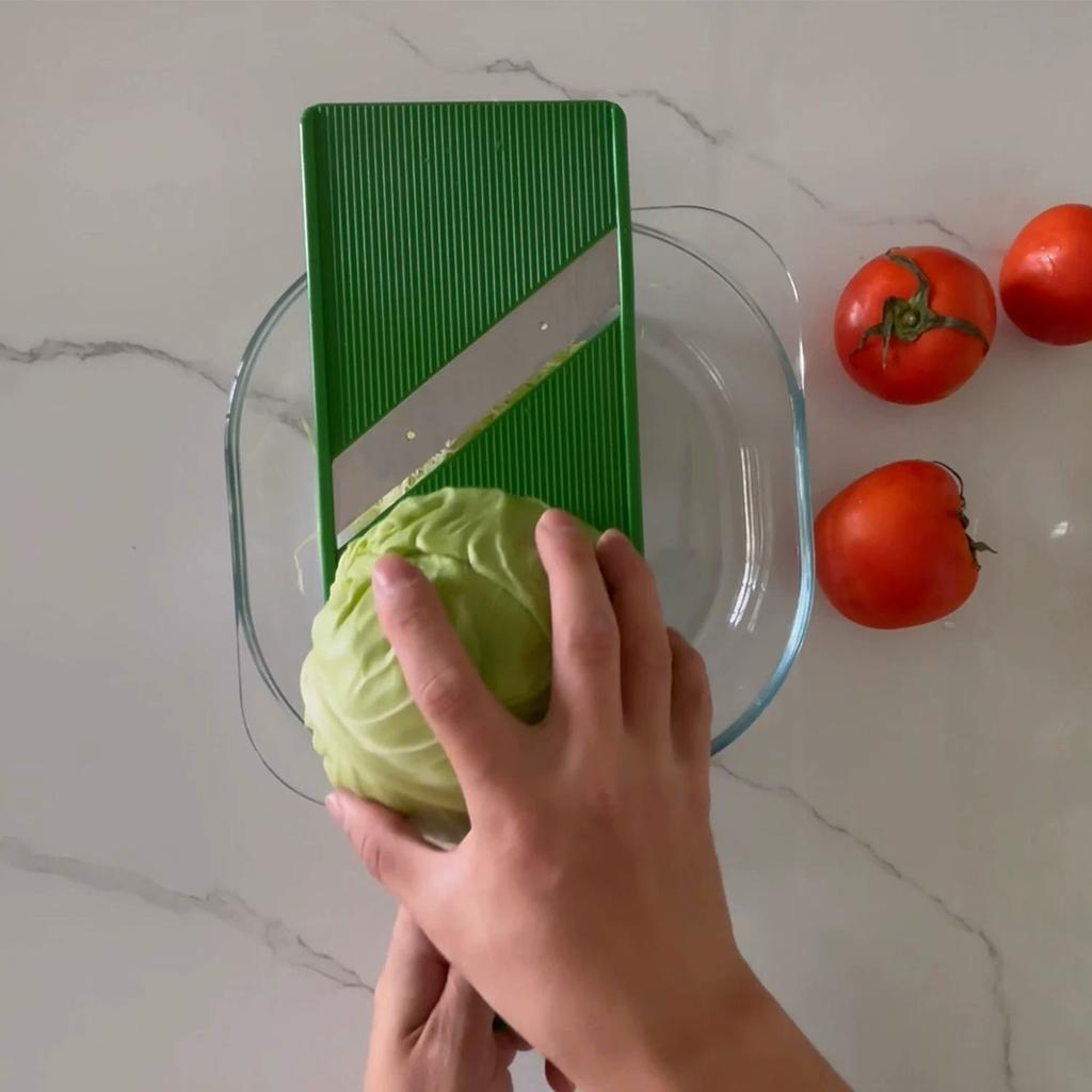 Large Stainless Steel Vegetable Slicer, Chopper , Manual Portable Blades for Cabbage, Onion, Potato, Carrot , Thin, Fluffy Green Smoothie