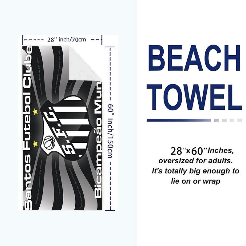 Santos FC Logo Print Beach Towel, Large Soft Quick Dry Towel for Beach Camping Swimming