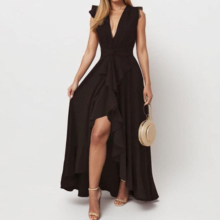 New Women s Elegant Long Evening Dress Temperament Commuting Design S чёрный