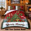 Christmas Custom Name Pattern Bedding 3Pcs Set Bed Sheet Pillowcases Indoor Bedroom Holiday Gift