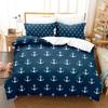 3D Digital Printed Home Bedding Set with Anchor Pattern, Quilt Cover, Pillowcase, Bedding Set with AU/EU/US Full Size Home Decoration