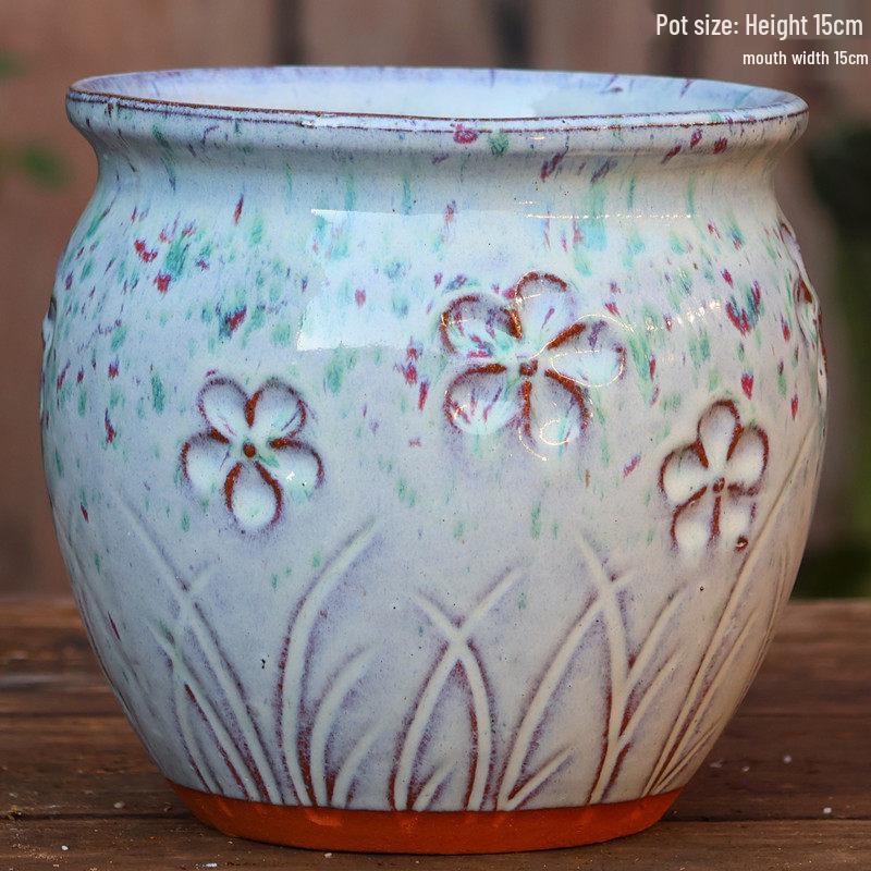 Yixing Zisha Coarse Pottery Flower Pot with Feet: Large Ceramic Succulent Planter for Green Plants & Flowers.