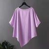 Maglione T-shirt Irregolare Manica Corta Donna Girocollo Bat Seta di Ghiaccio Coreano Taglia Larga Orlo Diagonale Top
