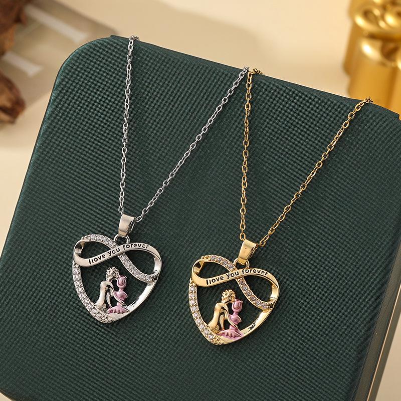 Titanium Steel Mother-Daughter Necklace – Elegant, Diamond-Studded, Personalized Jewelry Gift for Mother's Day