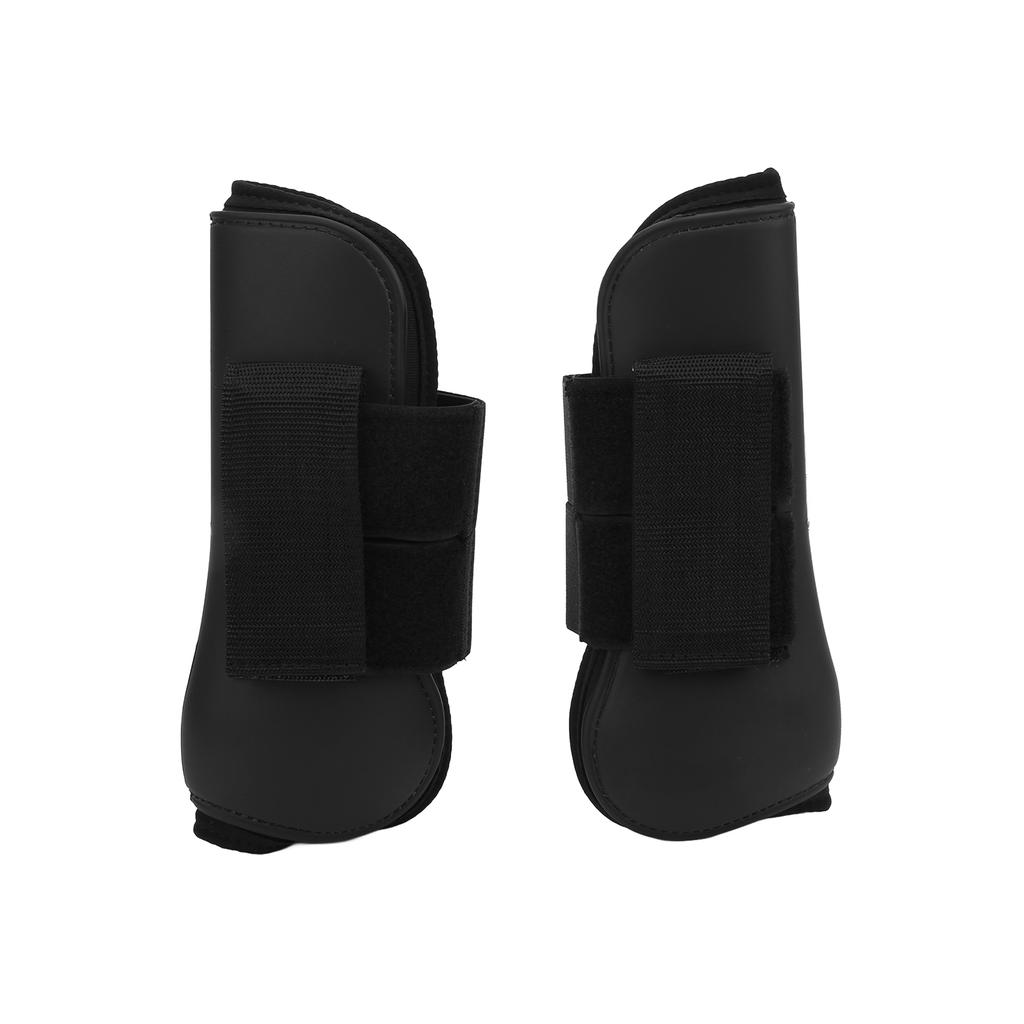 2 Pcs Horse Tendon Boots Set Soft Prevent Slip Cushioning PU Shell Tendon Guard Boots for HorsesBlack Front Legs XL