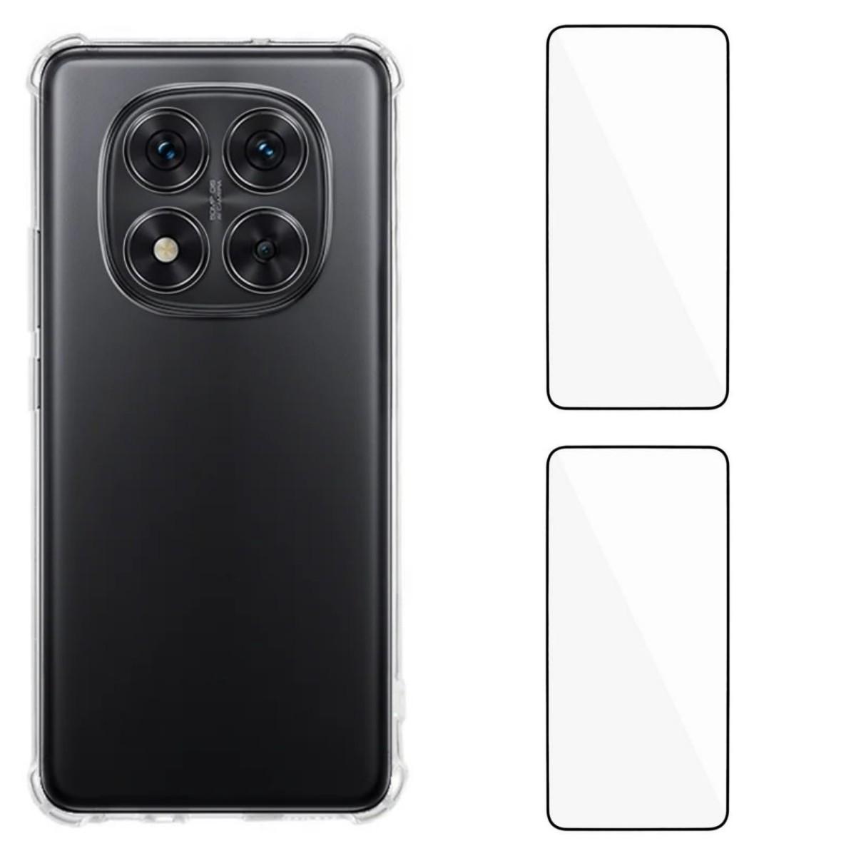 

For Xiaomi Redmi Note 14 Pro+ 5G TPU Case WANLONFENG WL3 Series 1.5mm Phone Cover with 2Pcs Tempered Glass Films Transparent