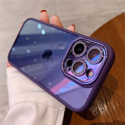 Розкішний блискучий діамантовий прозорий чохол HD для iPhone 14 13 12 11 Pro Max Plus із захисним покриттям для об’єктива, протиударний гібридний броньований чохол