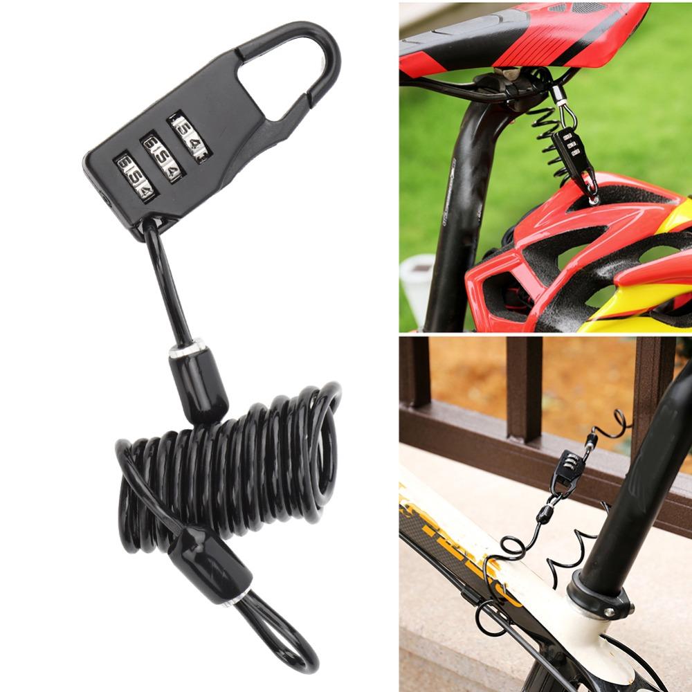 2PCS 3 Digit Bicycle Cable Lock Mini Motorcycle Helmet Lock Durable Bike Password Lock  Bicycles
