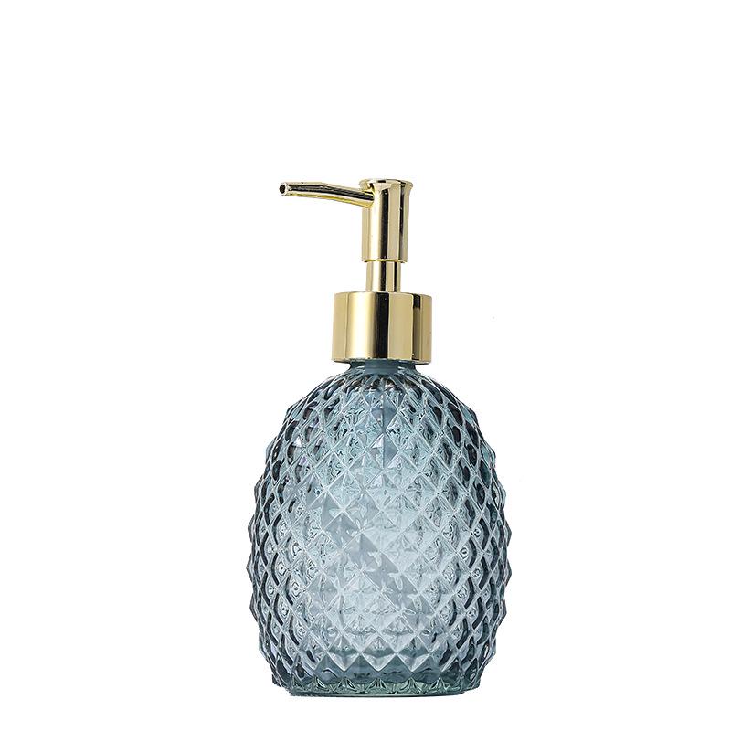 Colored Pineapple Glass Hand Sanitizer and Shower Gel Pump Bottle – Refillable, Sealed, Thickened, Patterned Empty Bottle.