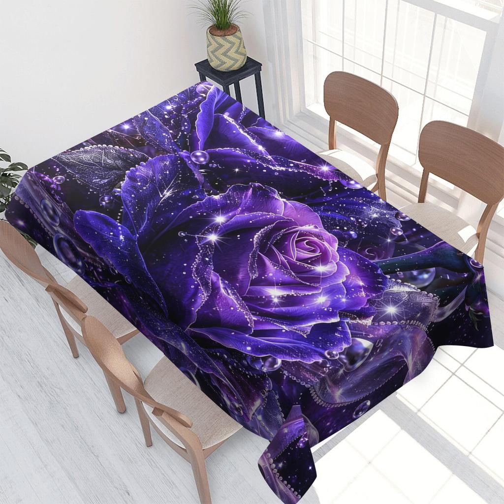 Lebhaftes Blumen- und Volkskunst-Muster Polyester-Tischdecke - Auffällige Tischabdeckung für das Esszimmer zu Hause, Tischdekoration für Partys