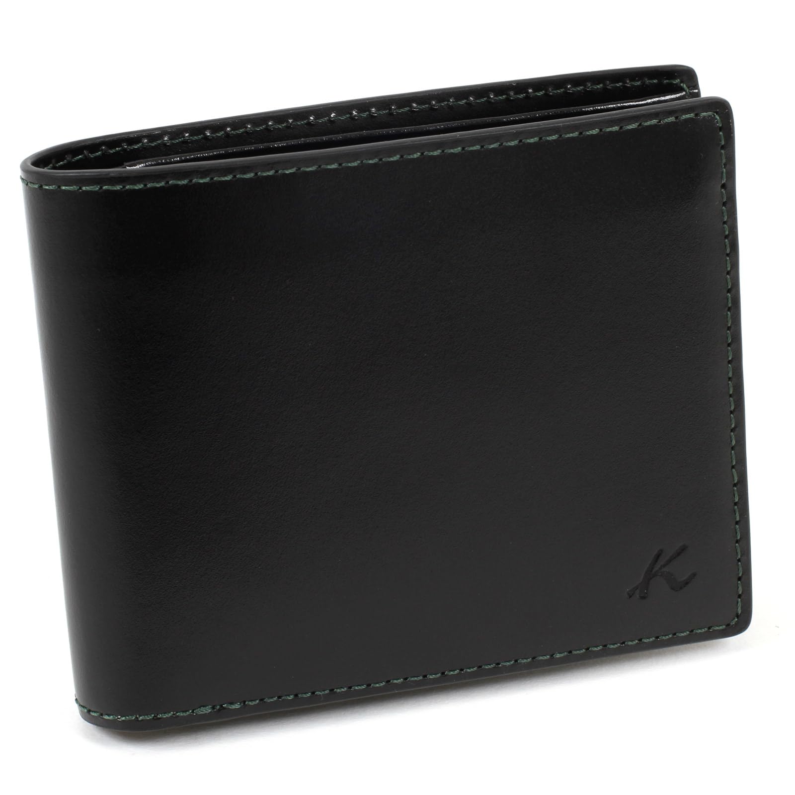 

Tanned Leather Bifold Wallet ZH0480 Green Stitch 15321 [Kitamura] Black/Dark [Black]